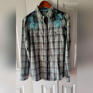 Wrangler Plaid Embellished Button-down  shirt